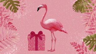 粉色火烈鸟与礼物装饰图