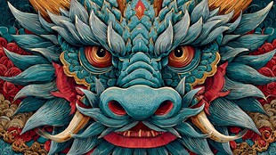 中式龙首插画 传统美学风