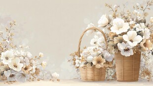 素雅花卉装饰篮与花束