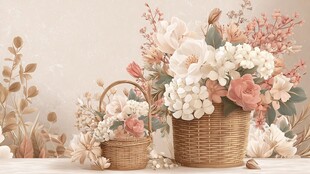 浪漫花卉篮饰 温馨治愈