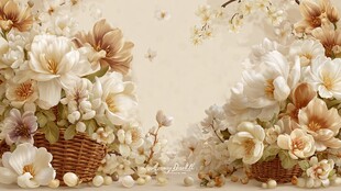 复古风花卉装点的梦幻场景