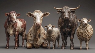 牛羊雕塑摆件展示