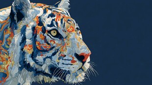 斑斓艺术风老虎头部特写