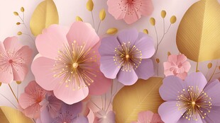 梦幻纸艺花卉装饰图案