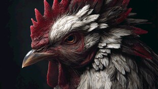 奇幻风格的雄鸡头部特写