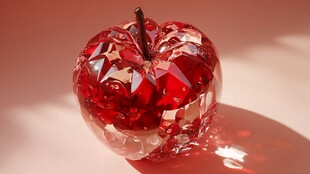 晶莹剔透的红色水晶苹果