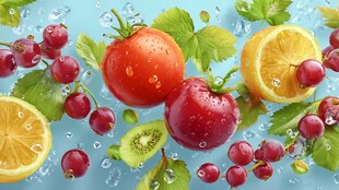 缤纷水果水中灵动瞬间