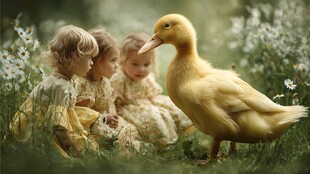 萌娃与小黄鸭的温馨瞬间