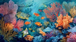 梦幻海底世界珊瑚与鱼群