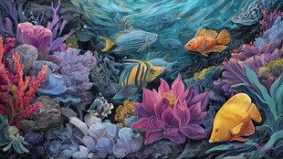 梦幻海底世界的多彩鱼群