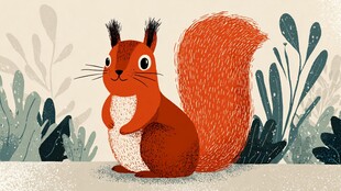 可爱松鼠置身绿植间