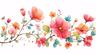 春日缤纷花卉装饰图案