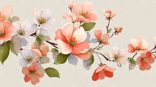 粉色系花卉绽放枝头