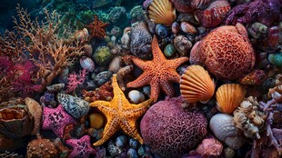 海底珍宝 多彩海星与贝壳