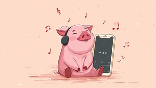小猪戴耳机愉快听歌