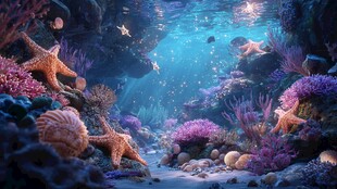 梦幻海底世界珊瑚与海星