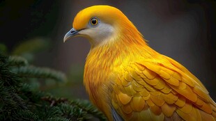 金黄羽色美丽鹦鹉特写