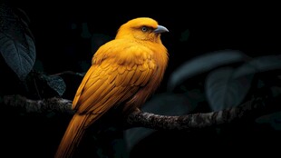 金黄小鸟栖于枝间