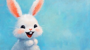 微笑白兔 萌趣可爱