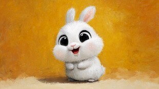 可爱白兔萌趣姿态