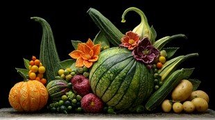 多彩蔬果创意艺术组合