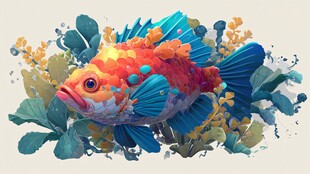 多彩梦幻鱼与水生植物