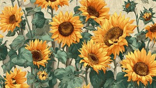 向日葵花卉图案插画