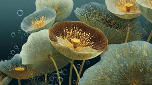 梦幻水下荷花绽放景象