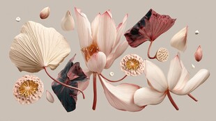 梦幻荷花花瓣艺术组合