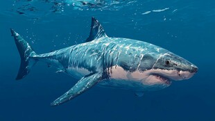 深海巨鲨畅游蓝色海洋