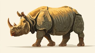 远古独角犀牛插画形象