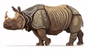 卡通风格站立犀牛形象