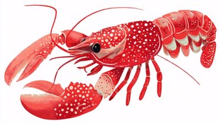 红色斑点龙虾插画