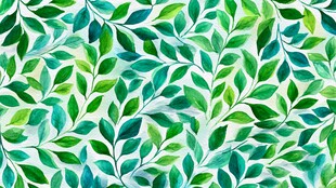 清新绿叶水彩无缝图案