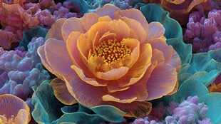 梦幻绚烂花卉微观景象