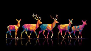 五彩斑斓的几何鹿群