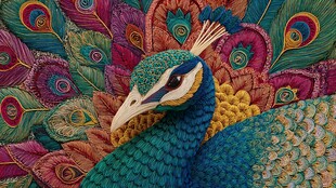 绚丽孔雀展现多彩羽毛之美