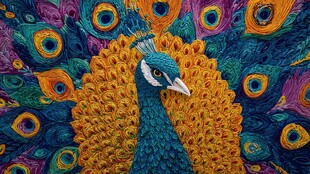 绚丽开屏孔雀精美艺术图