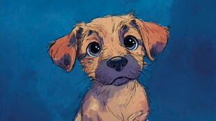 忧郁小狗插画图