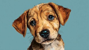 可爱小狗萌趣肖像画