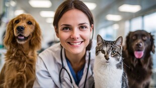 兽医与可爱猫狗同框