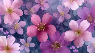 梦幻粉紫花卉背景图