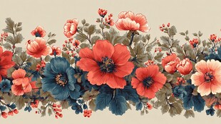 复古花卉图案装饰边饰