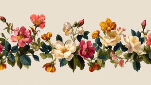 复古花卉花边图案设计