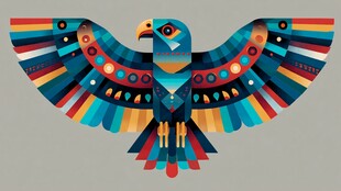 彩色几何风展翅雄鹰图案