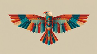 彩色几何风格展翅飞鸟