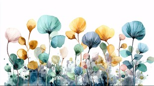 水彩绘就的多彩植物景观