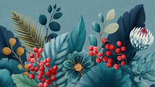 蓝调植物花卉插画