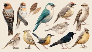 多样鸟类插画展示