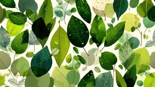 清新绿叶无缝背景图案